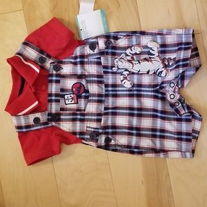NWT Disney Baby Winnie the Pooh Tigger Shortall/Polo Set 0-3m